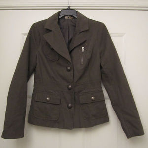Olive Green MilitaryJacket Button Ambition Zipper Blazer NWOT sz S